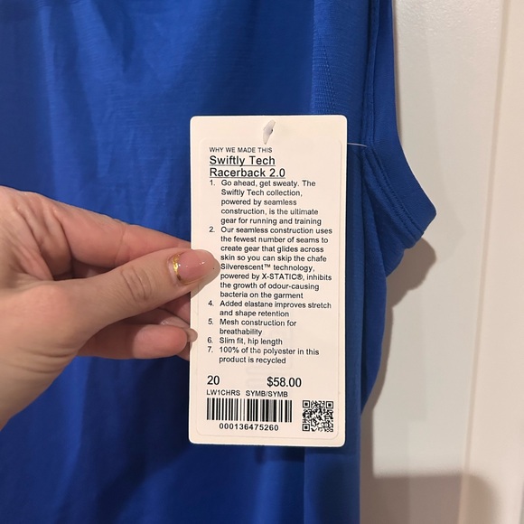🍋🫐Lululemon Swiftly Tech Racerback 2.0 Royal Blue Tank Top NWT🫐🍋 - Picture 2 of 11